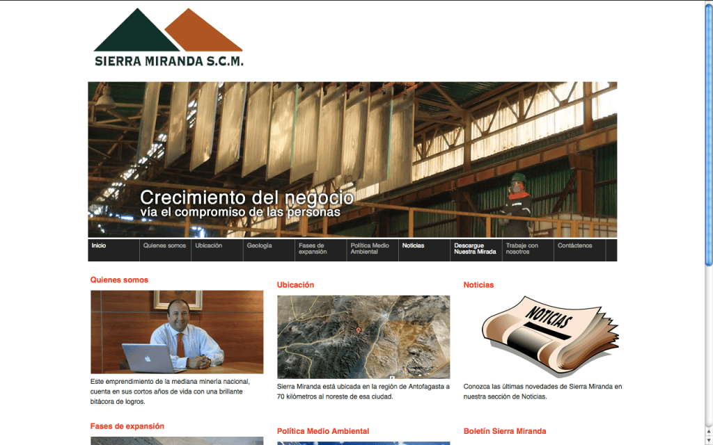 2011: SITIO WEB PARA MINERA SIERRA&nbsp;MIRANDA